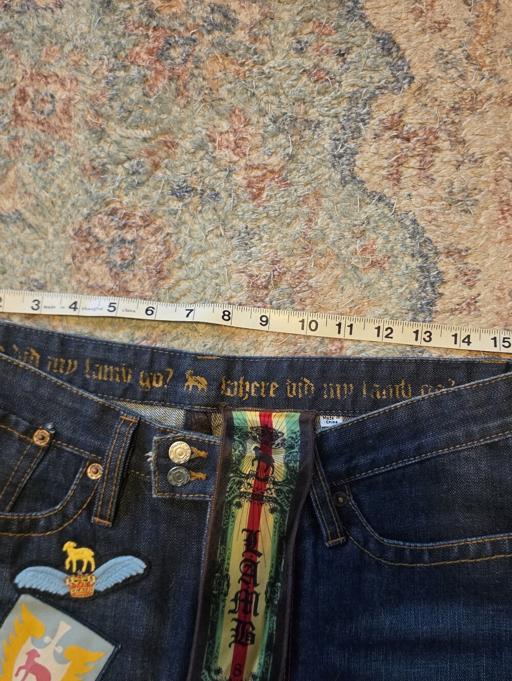 L.A.M.B. Gwen Stefani Patch Denim Mini Skirt EUC size 8 - Picture 9 of 10
